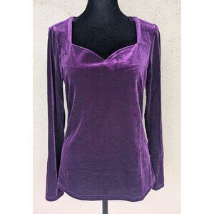 💜Allegra K Purple Velvet Sweetheart Top